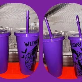 Limited Edition Wednesday Addams Purple Cup - Eco-Friendly & Bonus Spooky Surprise!