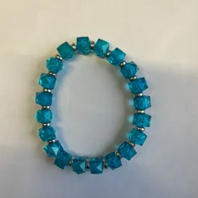 Handmade blue gemstone beaded bracelet 