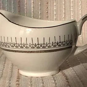 Alfred Meakin Milk Jug, retro, vintage, silver trim, mid century