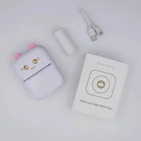 Pocket-Sized Pink Wireless Printer - Includes Paper Roll & USB Cable