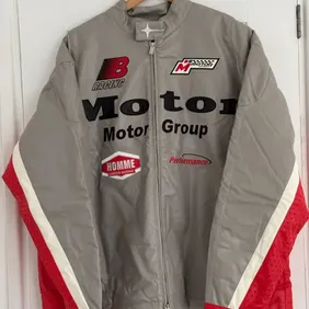 Oversized Mesh Panel Pu Moto Jacket in Grey size L