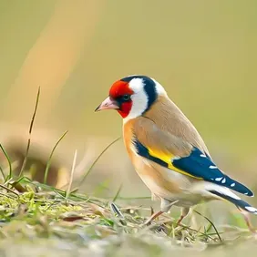 Goldfinch Looking for Food - Photographic Print Greetings Card