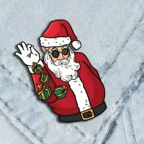 Santa Father Christmas character acrylic badge tie pin