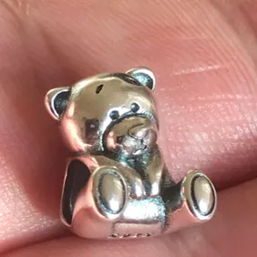 Stunning 925 Silver Teddy bear Charm comes in a cute velvet pouch for Pandora bracelet