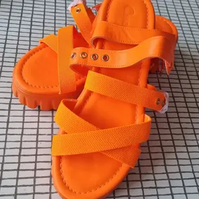 BNWOT neon orange summer beach sandals