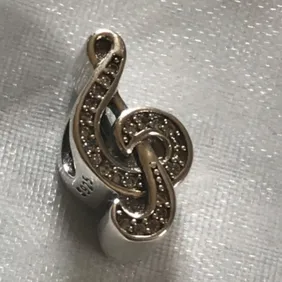 Genuine 925 silver music note charm comes in a cute velvet pouch for Pandora bracelet treble clef