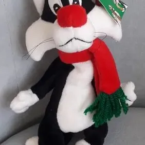 Sylvester Santa (Christmas), Plush/Beanie, Tagged, Warner Bros. 1998