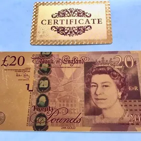 Gold Foil £20 note Note Twenty Pound lovely Collectable Comes with certificate of authenticity 