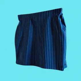 BNWT. Navy Pinstripe Mini Skirt New Look Size UK 12
