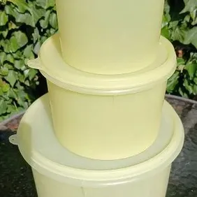 3 Tupperware Various Sizes 'Yellow' Storage Boxes