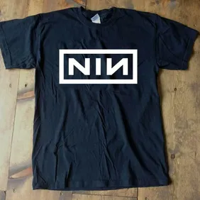 NINE INCH NAILS NIN LOGO White Logo TShirt Black Size - M