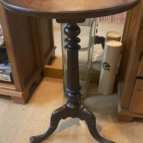 Side table - I used to display framed photographs. French style antique look. Excellent condition