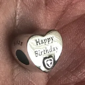 Genuine 925 Silver Happy Birthday Charm Pet comes in a cute velvet pouch Fits Pandora Bracelet