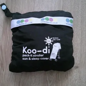 Koo-Di pram/stroller sun & sleep cover. Universal size, blocks 93% UVA and UVB rays, packs away into