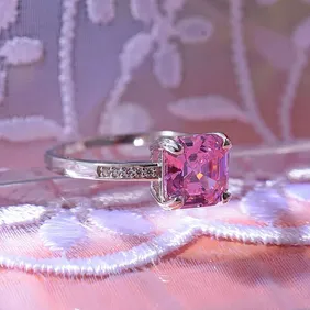 Dazzle in Pink: Sparkling Cubic Zirconia Ring