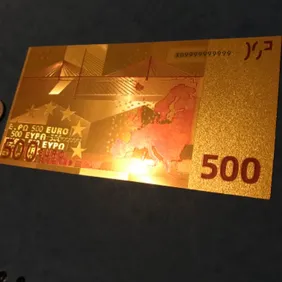 Gold Foil €500 Note comes with a certificate of authenticity, not currency, Collectable gold foil no