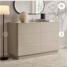 6 drawer unit with curved edges colour is taupe
