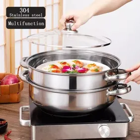 LCPUD 2 TIER STEAMER FOR COOKING 22 CM STAINLESS STEEL POT