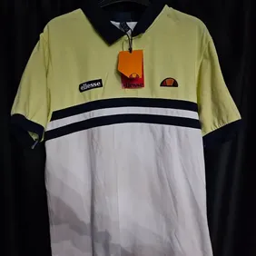 Ellesse Rimini Split Polo Shirt White/Yellow Size XL Brand New in Bag with Tags.