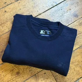 Starter Pro 80 Navy Sweatshirt Large Embroidered Logo Retro Boxy Fit