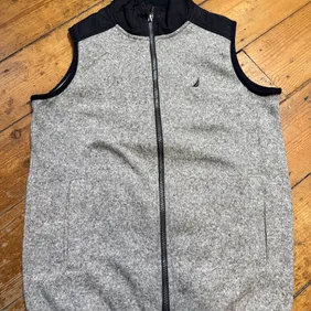 Nautica Youth Fleece Gilet Bodywarmer - Grey Marl/Black - Size M Age 10-12yrs