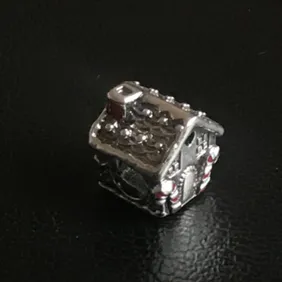 Genuine 925 Silver Christmas House Charm Pet comes in a cute velvet pouch Fits Pandora Bracelet