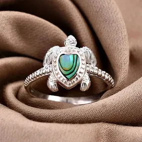 Embrace Oceanic Grace: Royal Bali Abalone Turtle Ring