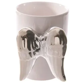 Silver Angel Wings Shaped Handle Ceramic Mug - Free UK Postage, 380ml