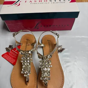 Fashostyle Genuine Leather Party Sandals - Buckle Strap - New in Box. With tags 
