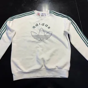 Adidas Boys Cream/Green Jumper size 14-15 years