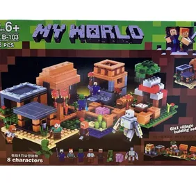 Build Your Own Minecraft Village - 568pc Block Set with 8 Minifigs, Lego-Compatible Create your pixe