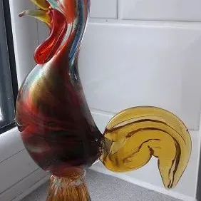 Murano Glass Cockerel, Large 10", Multi-coloured, vintage