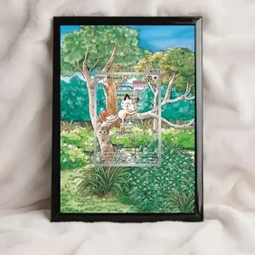 Meowth 106/094 Pokemon Card Extended Art Frame 5x7 - Phantasmal Flames