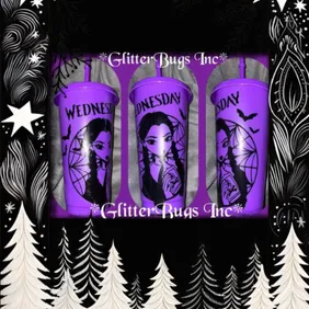 Purple Wednesday Addams Reusable Cold Cup - Free UK Delivery + Surprise Gift!