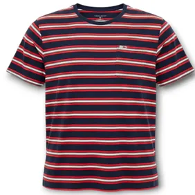 Tommy Jeans XL Stripe Tee Shirt Navy Red White Crew Neck Chest Pocket Flag