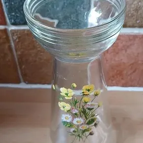 Hyacinth Bulb Glass Vase, Flowers motive, retro, vintage