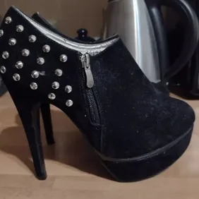 Black suede studded shoes size 6 sergio todzi Worn once but can't walk in them great condition still