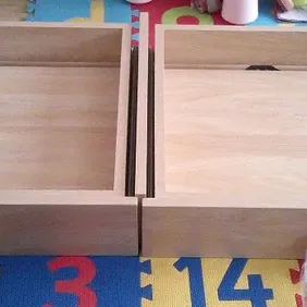 Handmade pine coloured, wooden, under-bed drawer unit with 2 drawers. Size approx 131cm (l) x 45.5cm