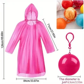 Emergency Waterproof Adult Rain Ponchos with Keychain Ball, Portable Quick-Dry Raincoat for Camping,