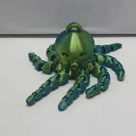 Tangle-Free Octo-Keychain: Lime & Blue Splash