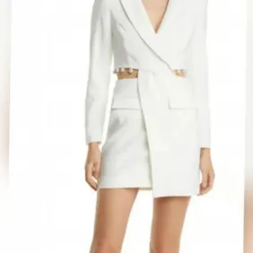 NEW Stunning Lavish Alice cut-out detail blazer dress with pearl trim in white. See photos of actual