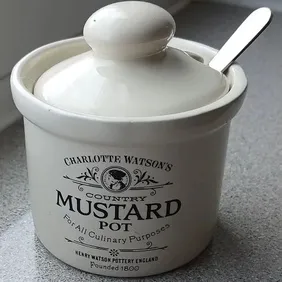 Charlotte Watson Mustard Pot with Spoon, empty, Retro, country style