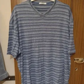 mens blue stripey tshirt marks and spencers  size xl marks and spencers mens stripey v neck tshirt g