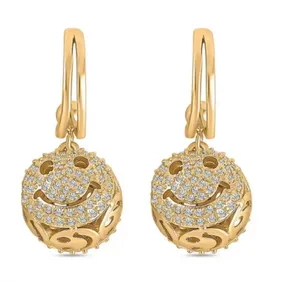 Cubic Zirconia Drop Smile Earrings 