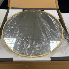 Wall Mounted Circular Mirror with Gold Frame 