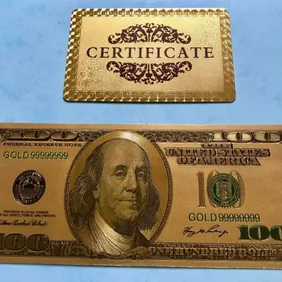 Gold Foil $100 bill Note One hundred dollars lovely Collectable Comes with certificate of authentici