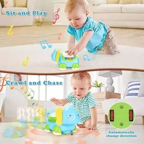 Interactive Baby Elephant Crawling Toy - Music, Lights, and Projection