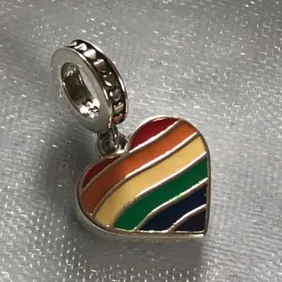 Genuine 925 silver gay pride rainbow charm comes in a cute velvet pouch for Pandora bracelet 