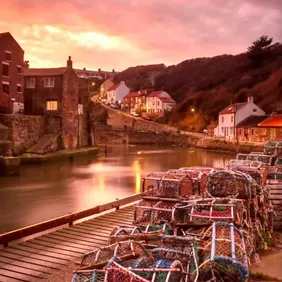 Staiths Bay North Yorkshire at Sunset - Photographic Print Greetings Card