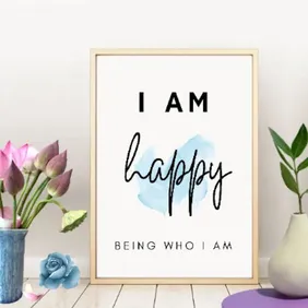 Motivational Wall Art Prints 'i am happy being who i am'' Home Prints Posters Inspirational Bedroom 